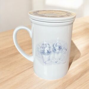Sarah's Angels porcelain mug-infuser and lid-Holds 8 ounces-design-2005